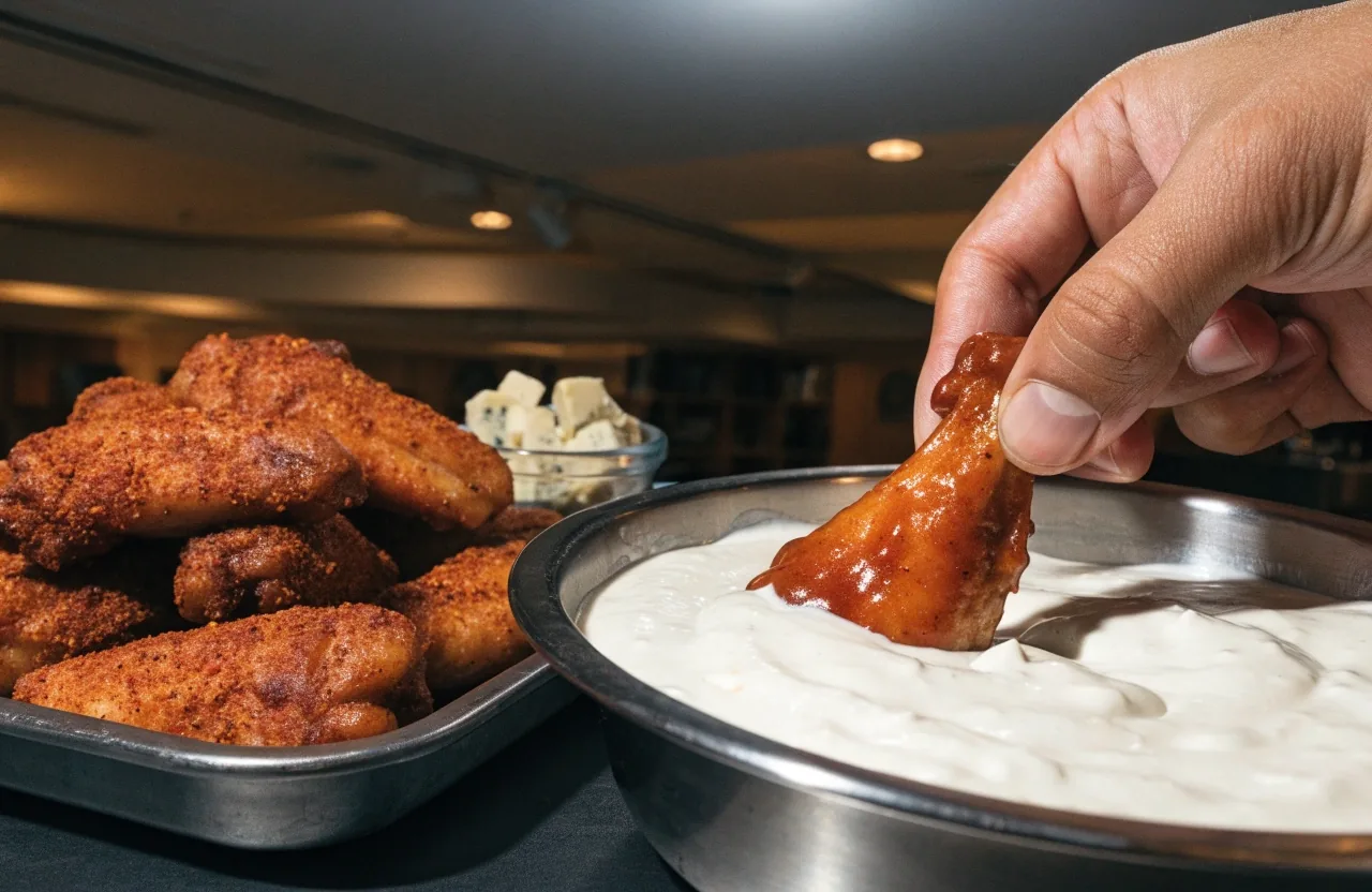 Glossy sauced wings beside dry-rubbed wings